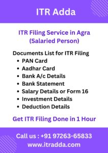 Document Required for ITR Filing for Salaried Person in Agra