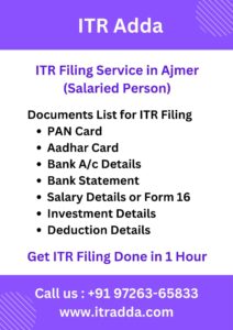 Document Required for ITR Filing for Salaried Person in Ajmer