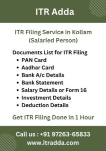 Document Required for ITR Filing for Salaried Person in Kollam