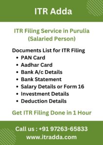 Document Required for ITR Filing for Salaried Person in Purulia