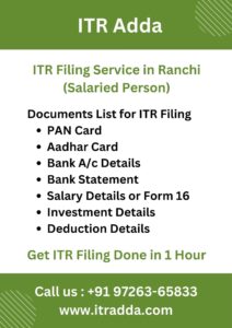 Document Required for ITR Filing for Salaried Person in Ranchi