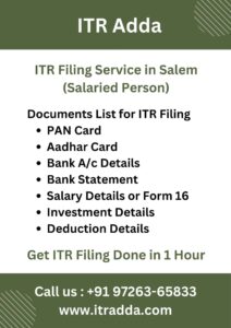 Document Required for ITR Filing for Salaried Person in Salem