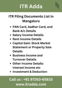 ITR Filing Documents List in Mangaluru