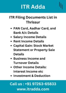 ITR Filing Documents List in Thrissur