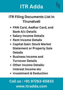 ITR Filing Documents List in Tirunelveli