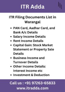 ITR Filing Documents List in Warangal