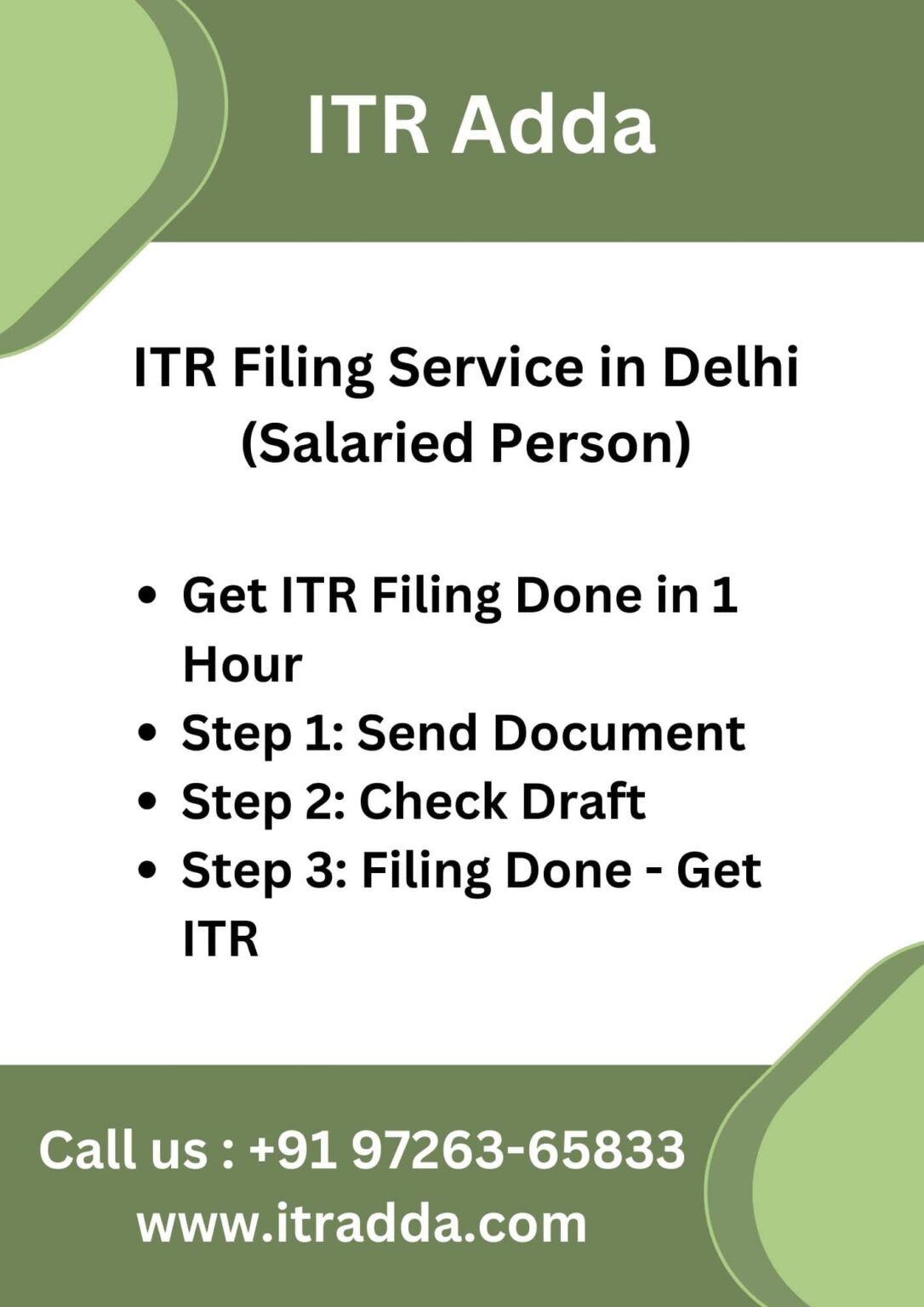 ITR Filing Service in Delhi - CA for Income Tax Return in Delhi
