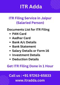 Document Required for ITR Filing for Salaried Person in Jaipur