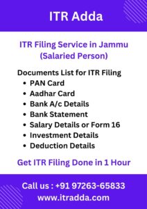 Document Required for ITR Filing for Salaried Person in Jammu